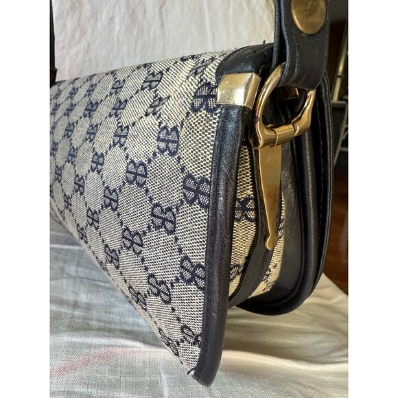Navy Blue Italian Leather Shoulder Bag: Handmade Minimalist  Vintage canvas Purse Shoulder logo made in Italy leather navy blue logo bag